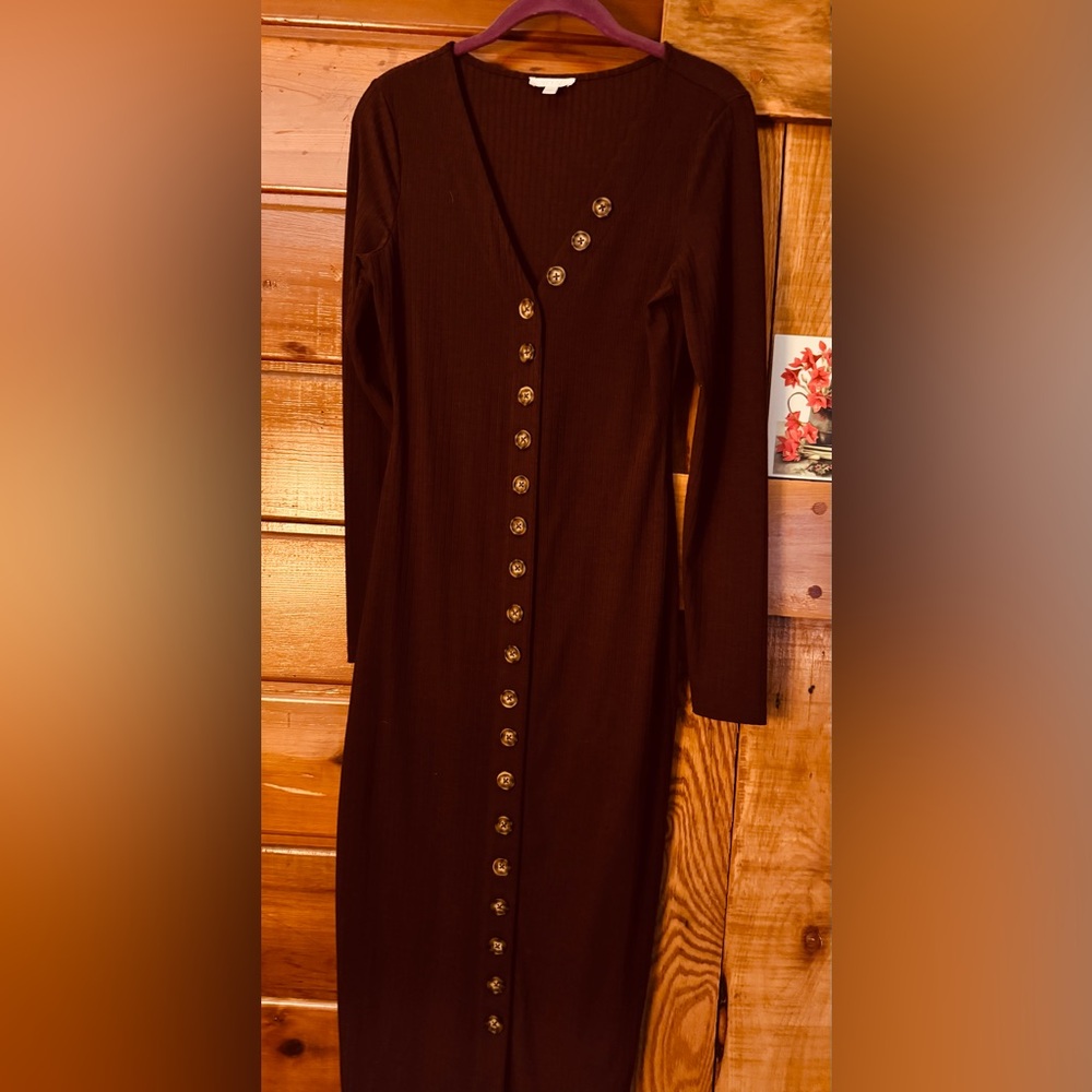 Abound Deep Burgundy Long Sleeve Button Dress💙